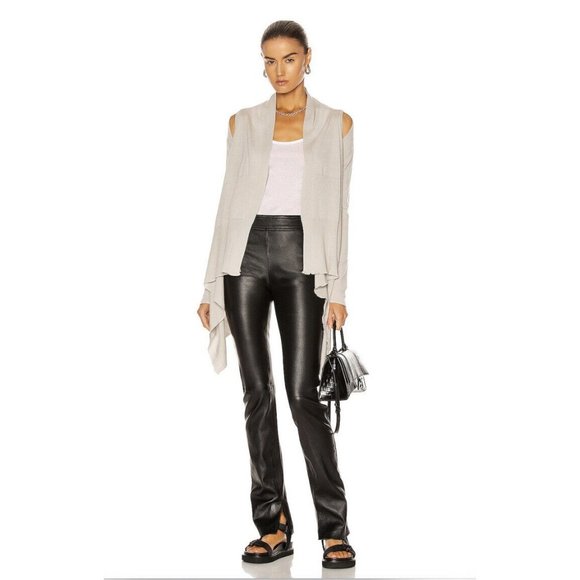 Rick Owens Medium Wrap Cape Sleeve Cardigan Oyster Beige